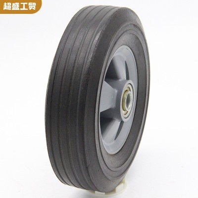 8寸橡胶实心胎平板车工具车8#2.5顺纹镀锌轮辐防滑耐磨胶粉轮子图2
