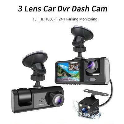 S1 跨境新款 2寸前内后 3录汽车行车记录仪高清 dash cam