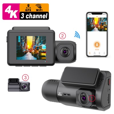 M700A 三录行车记录仪 前4K车内1080车后2K WIFI GPS DASH CAM