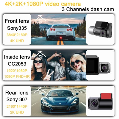 M700A 三录行车记录仪 前4K车内1080车后2K WIFI GPS DASH CAM图2