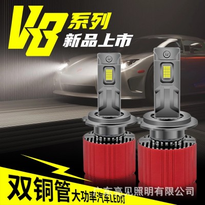 双铜管大功率汽车led大灯h11H4前照灯泡超亮跨境新款远近光头灯H7  1只图2