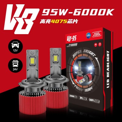 双铜管大功率汽车led大灯h11H4前照灯泡超亮跨境新款远近光头灯H7  1只