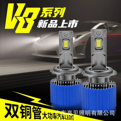 亮见新款led汽车前大灯双铜管大功率h7改装灯泡H4厂家批发聚光LED  1只图2