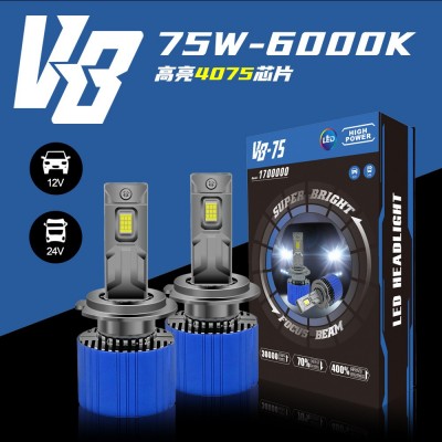 亮见新款led汽车前大灯双铜管大功率h7改装灯泡H4厂家批发聚光LED  1只