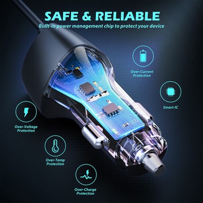 工厂贴牌定制Type-C 38WPD车充USB点烟头QC3.0通用 快充车载充电器  1个图3