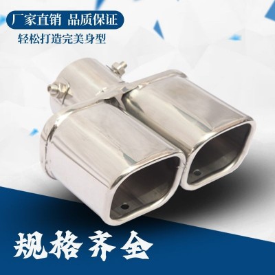 跨境热销方口双排弯双排直方形汽车尾喉加厚不锈钢排气管消音器图2
