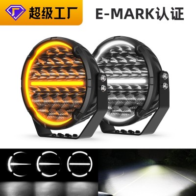 防水IP68越野车灯汽车工作灯前杠改装led射灯欧卡9寸LED工作灯