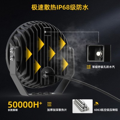 防水IP68越野车灯汽车工作灯前杠改装led射灯欧卡9寸LED工作灯图3