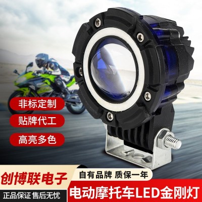 定制摩托电动车LED大灯总成 爆闪射灯改装超亮黄白光线强金刚灯图3