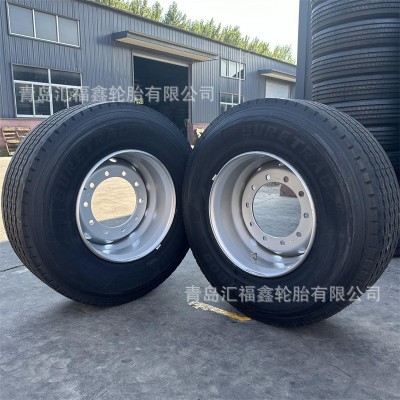 小宽胎385/65R22.5 20层级改装拖车运粮拖斗配套10孔富华桥钢圈