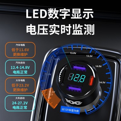 236W负离子车载充电器金属数显负离子空气净化超级快充车充代发图2