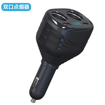 车载充电器点烟器一拖二转换器插头usb手机多功能汽车数显车充