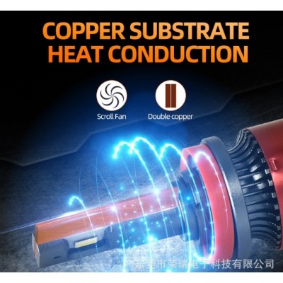 跨境新品高亮三色汽车LED前大灯青柠色H11暖白光4300K雾灯LED车灯图4
