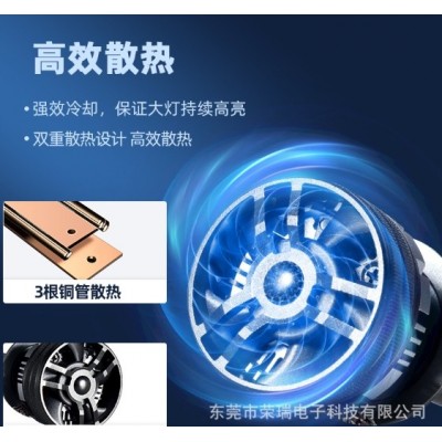 跨境新品三铜管大功率150W汽车LED大灯4300K暖白光LED车灯H7灯泡图2