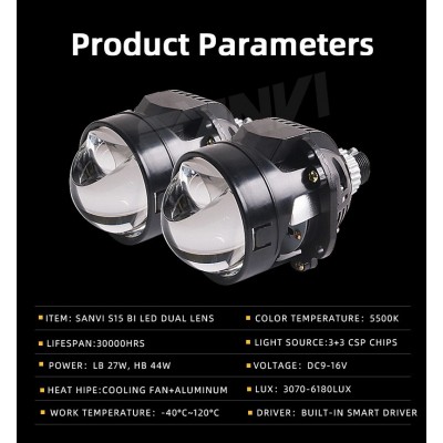 三为车灯工厂2.5寸矩阵LED双光透镜大灯40w 6000k小车摩托车大灯图4