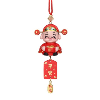 新品财神汽车挂件创意国风中国传统新年车载挂件小财神后视镜吊坠图5