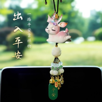 2024新款一路平安汽车挂件小鹿高级感车载挂饰后视镜吊坠车内饰品图2