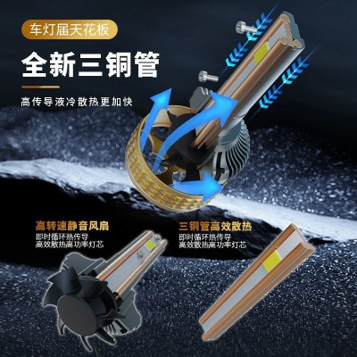 跨境三铜管320W大功率汽车led大灯前照灯跨境热销H1 H7 H4车头灯图5