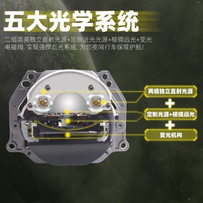 赤兔马LK12双直射五光棱镜激光大灯汽车led双光透镜改装升级前灯图4