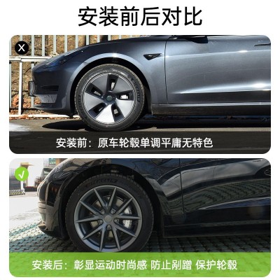 适用于特斯拉ModelY/3仿锻造轮毂盖19寸车轮圈18寸保护罩改装配件图3