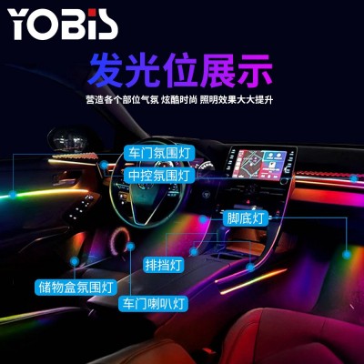YOBIS跨境汽车车载氛围灯18in1隐藏式亚克力LED幻彩256色装饰灯带图5