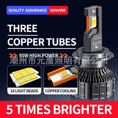 三铜管汽车led大灯h4/h7/9006大功率超亮汽车前大灯灯泡改装跨境图2