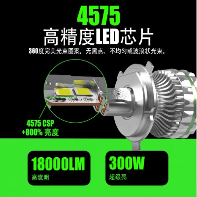 汽车led大灯300W远近一体汽车灯四铜管散热车灯led汽车灯图3