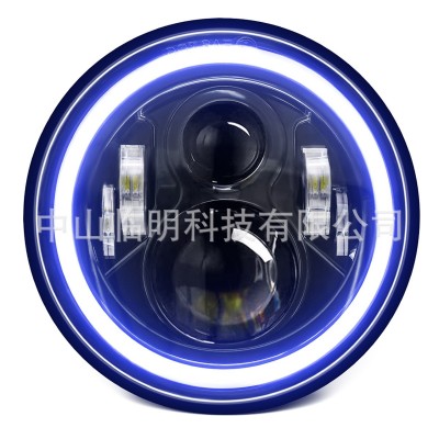 7英寸黄蓝光圈牧马人led大灯超亮越野车灯前照灯改装LED车灯 跨境图4