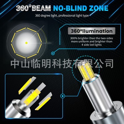 306°超亮led大灯h7/h11前照灯汽车适用灯泡改装车灯即插即用跨境图2