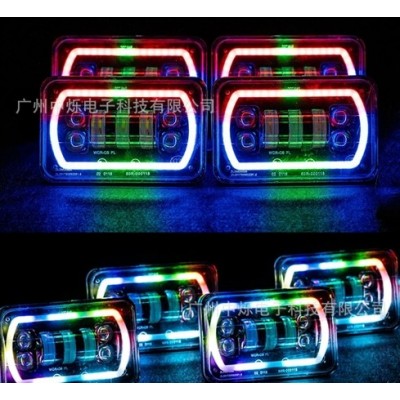 4x6inch方灯 RGB方形led大灯 汽车改装5寸方形大灯带RGB天使眼  1个图3