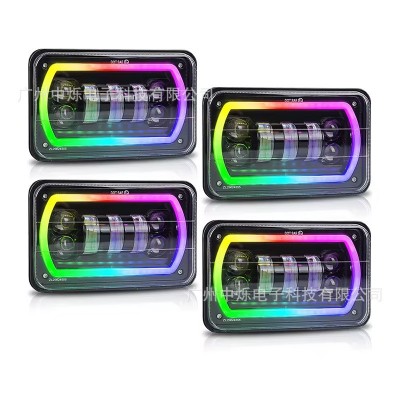 4x6inch方灯 RGB方形led大灯 汽车改装5寸方形大灯带RGB天使眼  1个图2