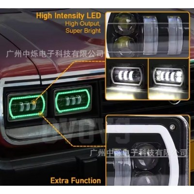 4x6inch方灯 RGB方形led大灯 汽车改装5寸方形大灯带RGB天使眼  1个图4