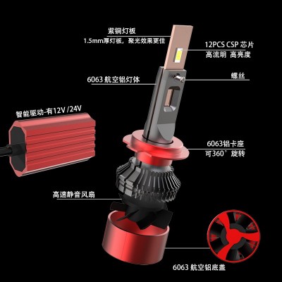 亚马逊爆款汽车led大灯h7强光h49005远近一体灯泡h11改装9012 80w  1只图3