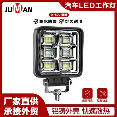 JM汽车LED方形六格48灯144W高亮泛光型工作灯9-80V越野车前辅助灯