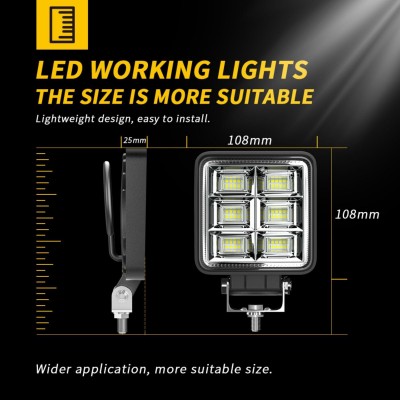 JM汽车LED方形六格48灯144W高亮泛光型工作灯9-80V越野车前辅助灯图2