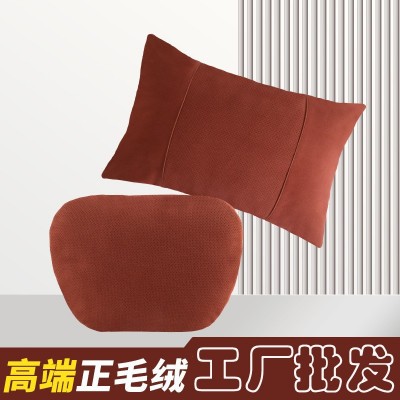 源头厂家5系S级汽车头枕护颈枕正毛绒打孔奔驰车载颈枕靠枕枕头椅图2