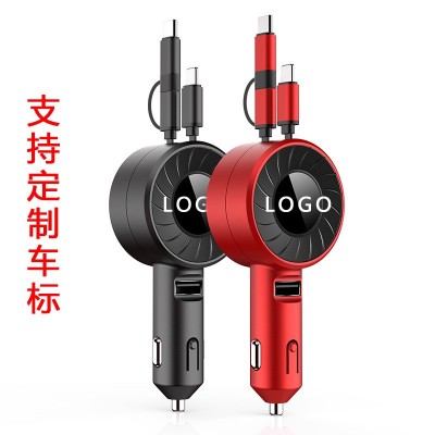厂家批发伸缩车载充电器三合一汽车点烟器快充多功能USB车充现货图4