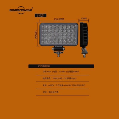 三目品牌高度度汽车LED工作灯越野改装车灯工作机械农用车灯具图4