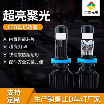 跨境工厂定制汽车大灯透镜款摩托车汽车通用高亮汽车头灯LED大灯图2