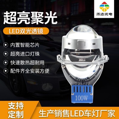 亚马逊跨境双光透镜大灯100W大功率汽车改装LED前灯车灯开模定制图3
