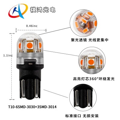 T10led车用灯泡示宽灯W5W聚光透镜194WY5W汽车牌照灯阅读灯尾箱灯图3
