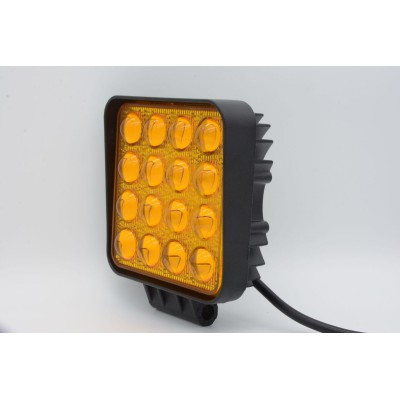 16灯珠汽车led工作灯48W5D 叉车灯挖机大臂灯工程车改装灯黄光