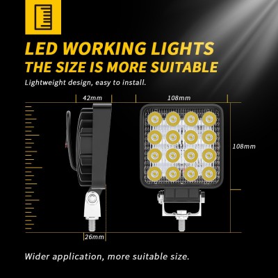 DXZ车辆4英寸16珠挖机LED大臂灯12-60V装载机铲车工作灯叉车大灯图2