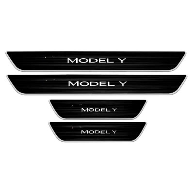 跨境供应适用于特斯拉model3Y磁感应LED迎宾踏板不锈钢汽车门槛条图4