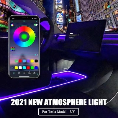 适用于特斯拉氛围灯改装model3/y中控仪表台APP气氛灯幻彩流光灯图2