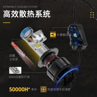A80汽车led透镜大灯h4 h7 h119005鱼眼双光透镜H4远近一体LED灯图3
