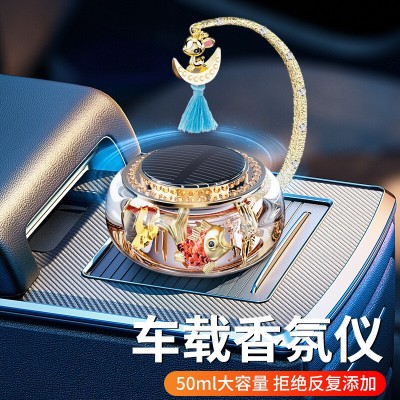 厂家直销车载香薰汽车太阳能旋转金鱼香氛仪车用香水创意香水座图3