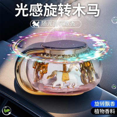 汽车太阳能旋转木马香薰摆件清新香型创意香水座车载香薰汽车用品图2