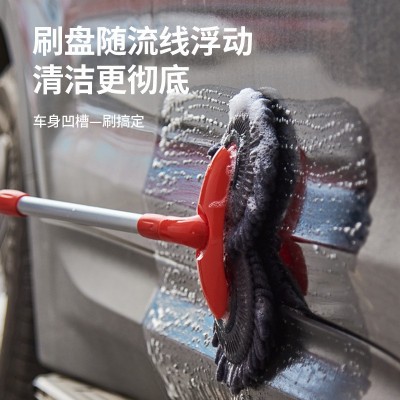 汽车双头洗车拖把多功能旋转不伤车软毛刷长柄可拆卸伸缩汽车刷子图2