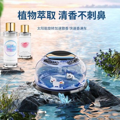 汽车香水座太阳能漂浮旋转香薰摆件车载中控台香氛散香座精油摆件图4